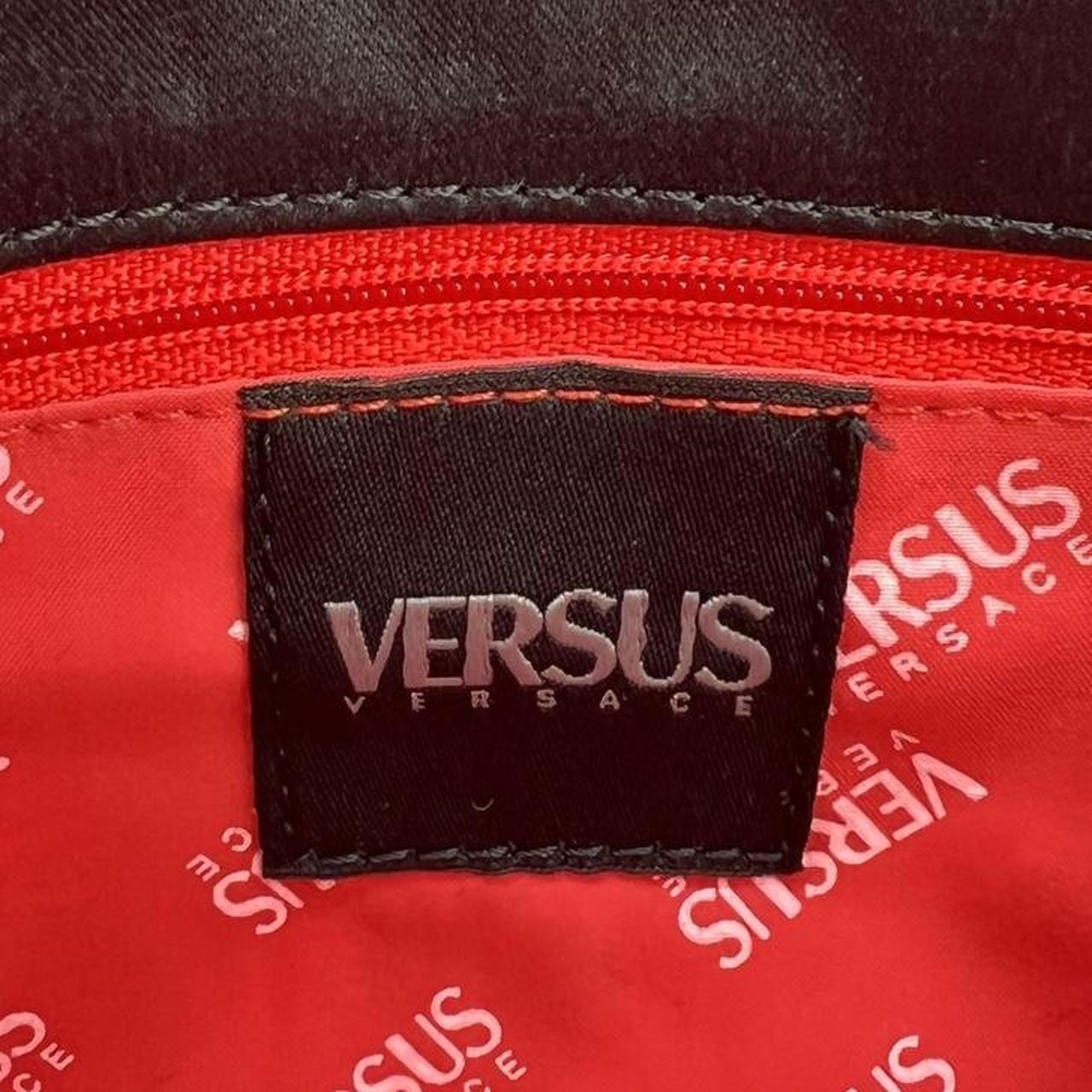Versace Versus Black Satin Evening Bag With Rhinestones
