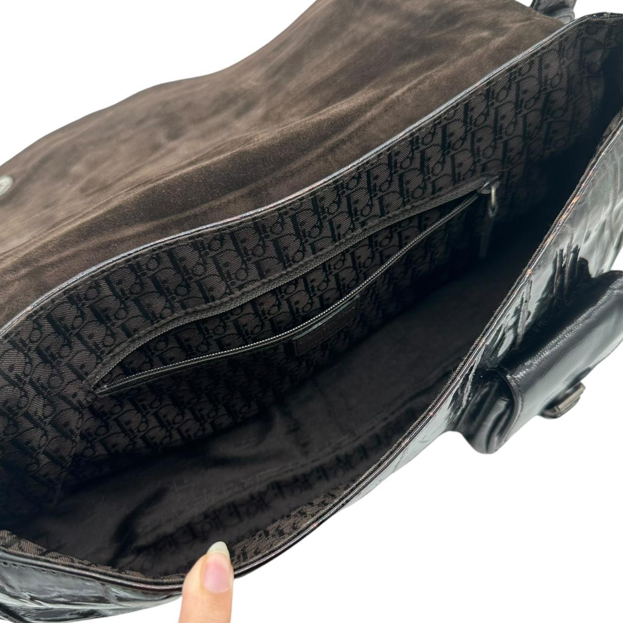 Christian Dior Patent Leather Croc Embossed Gaucho Shoulder Bag - Outfit Repeater