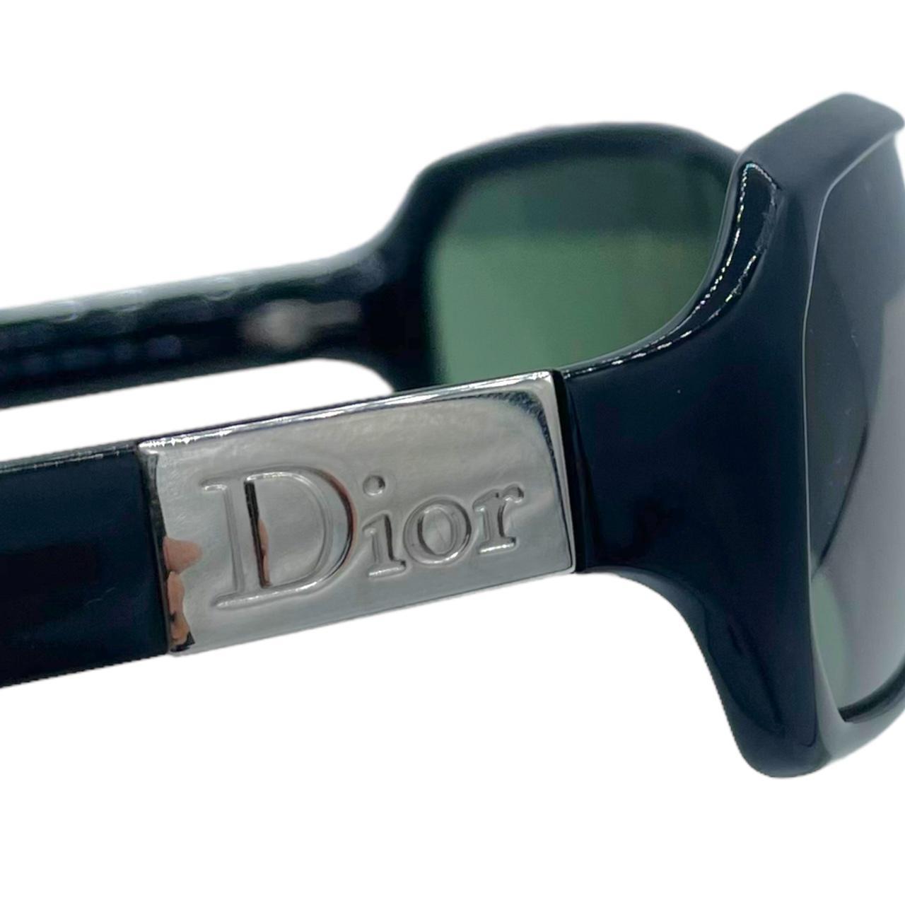 Dior Party 2 Black Silver Sunglasses Green Tinted Lenses