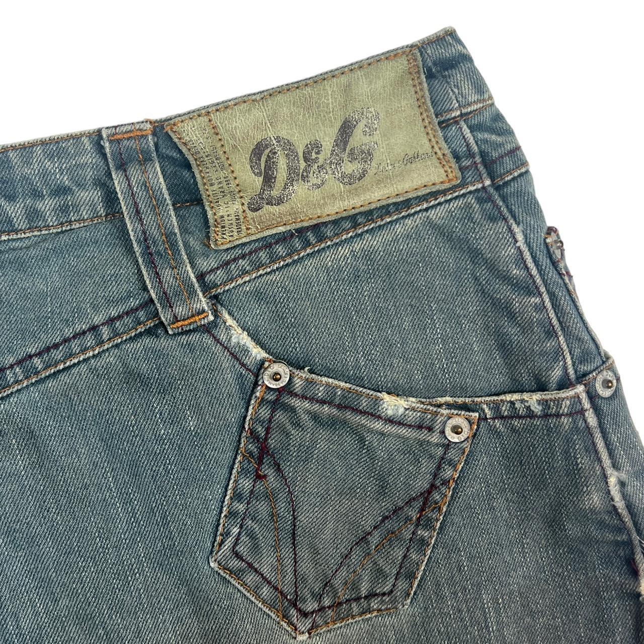 Dolce & Gabbana Faded Distressed Blue Denim Mini Skirt