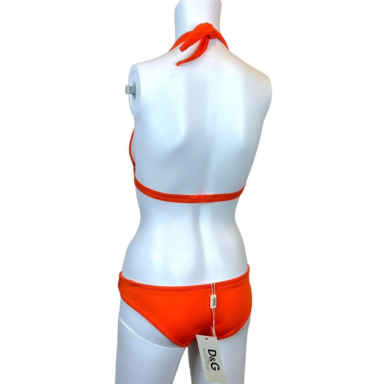 Dolce & Gabbana Bright Orange Halter Bikini Set