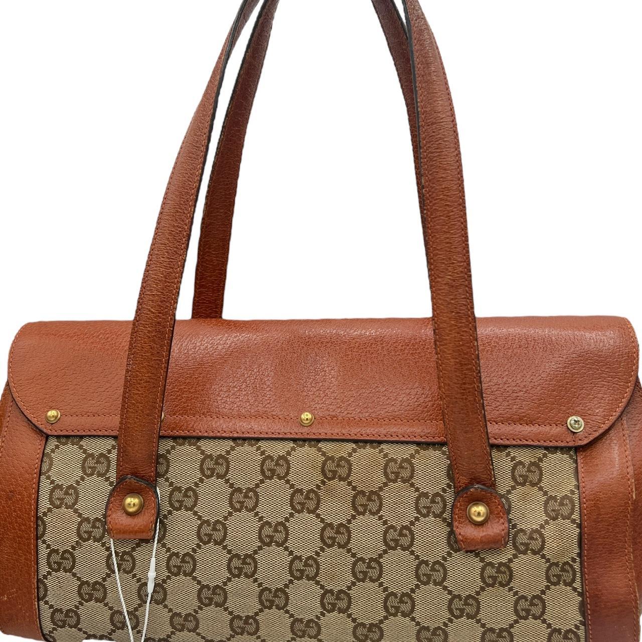 Gucci Monogram Canvas and Leather Bamboo Accent Shoulder Bag