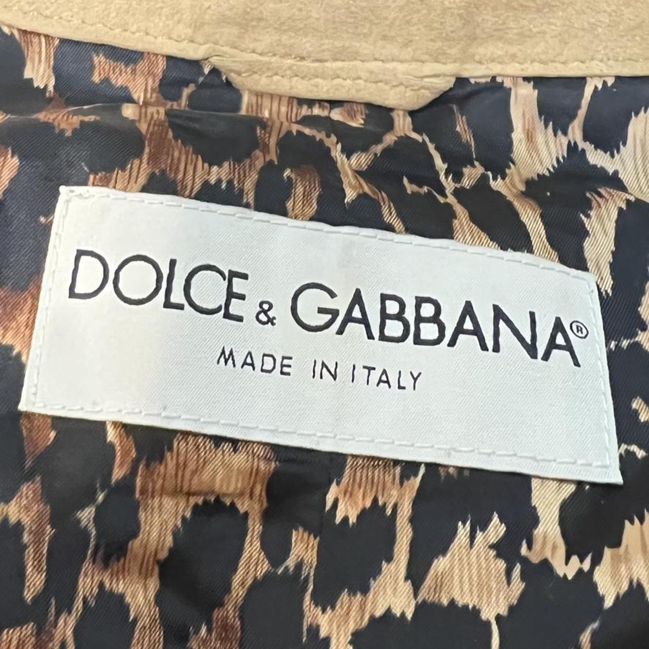 Dolce & Gabbana Tan Suede Collared Jacket with Crystal Embellishments