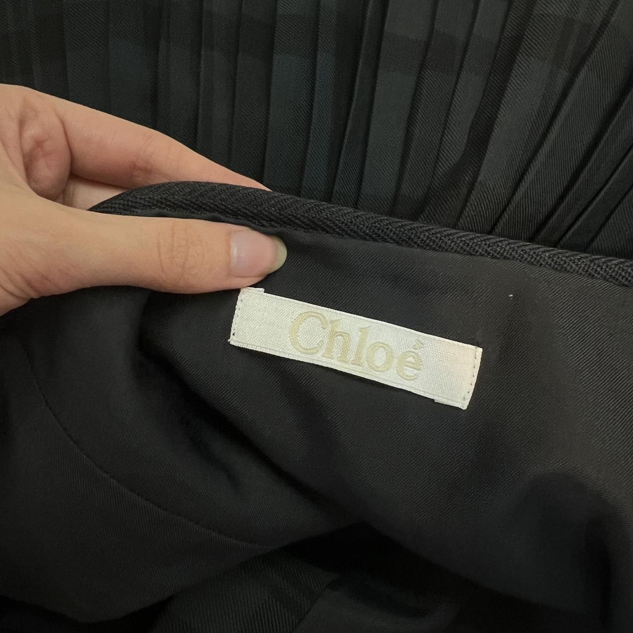 Chloé Autumn 2010 Green and Navy Plaid Print Pleated Mini Skirt with Brown Leather Buckle - Outfit Repeater