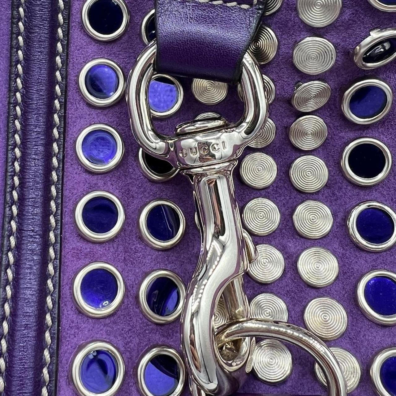 Gucci Purple Suede Hobo Bag with Embellishments