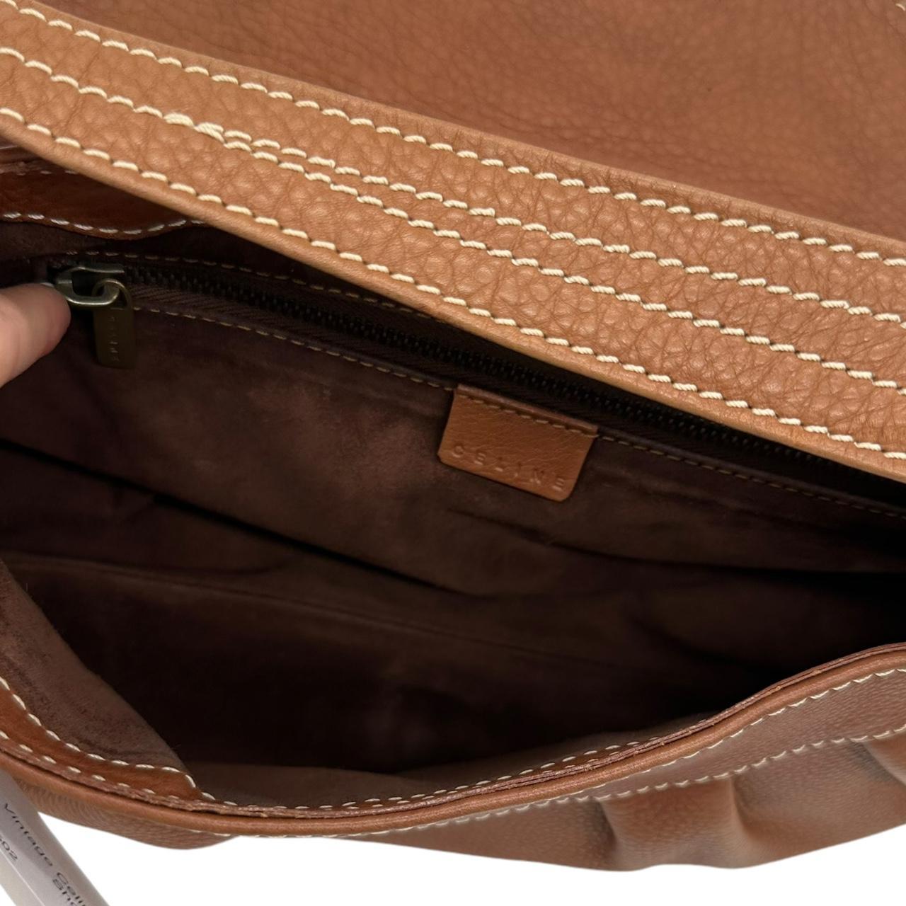 Celine Brown Leather Buckle Shoulder Bag