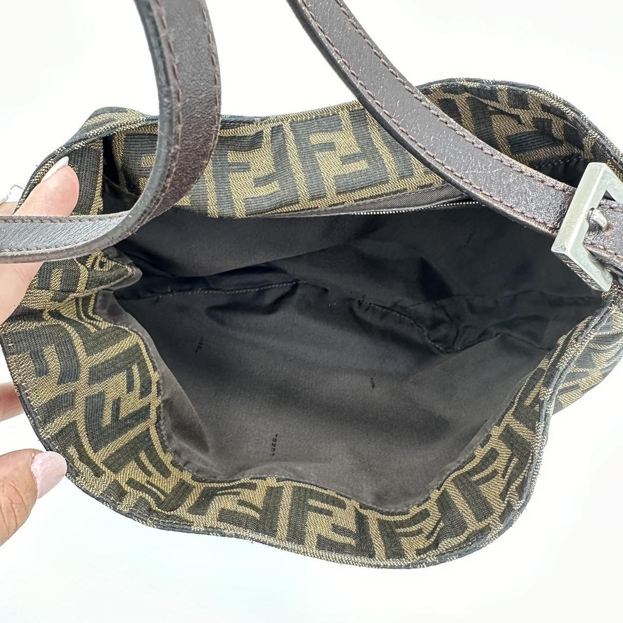 Fendi Zucca Monogram Round Crescent Baguette Shoulder Bag