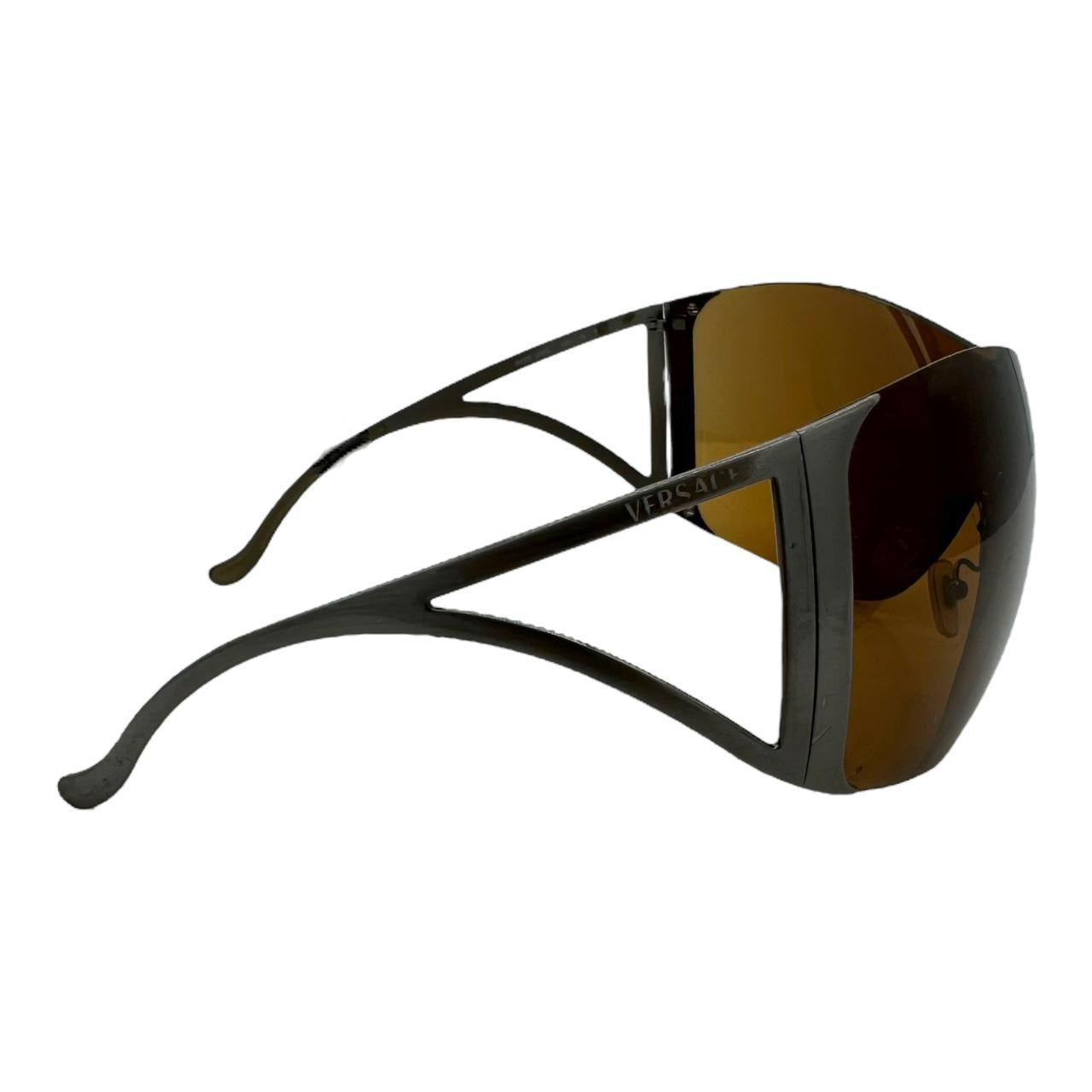 Versace Brown Oversized Wrap Sunglasses