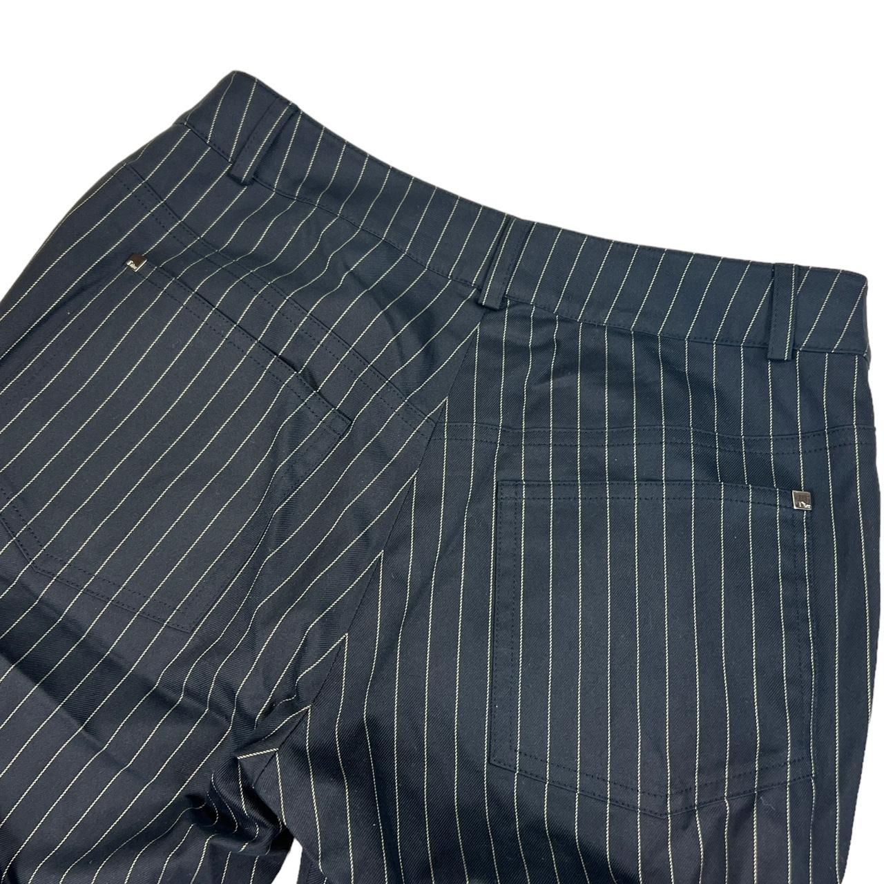 Christian Dior Navy Pinstriped Trousers with Logo Zippers
