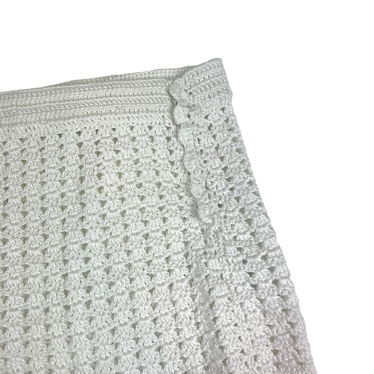 Dolce & Gabbana White Open Knit Crochet Midi Skirt