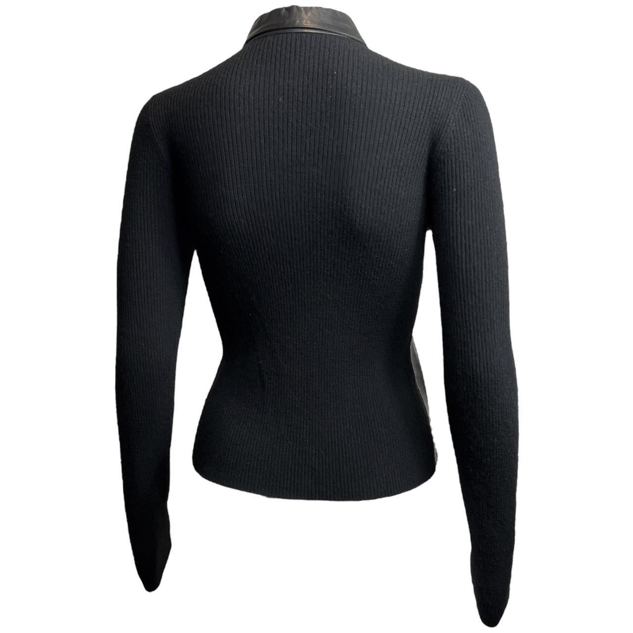 Gucci Black Leather Cashmere Jacket