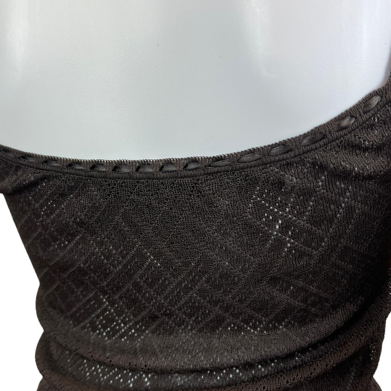 Christian Dior By John Galliano Spring 2006 Brown Knit Ruffle Front Cami with Bows - Outfit Repeater