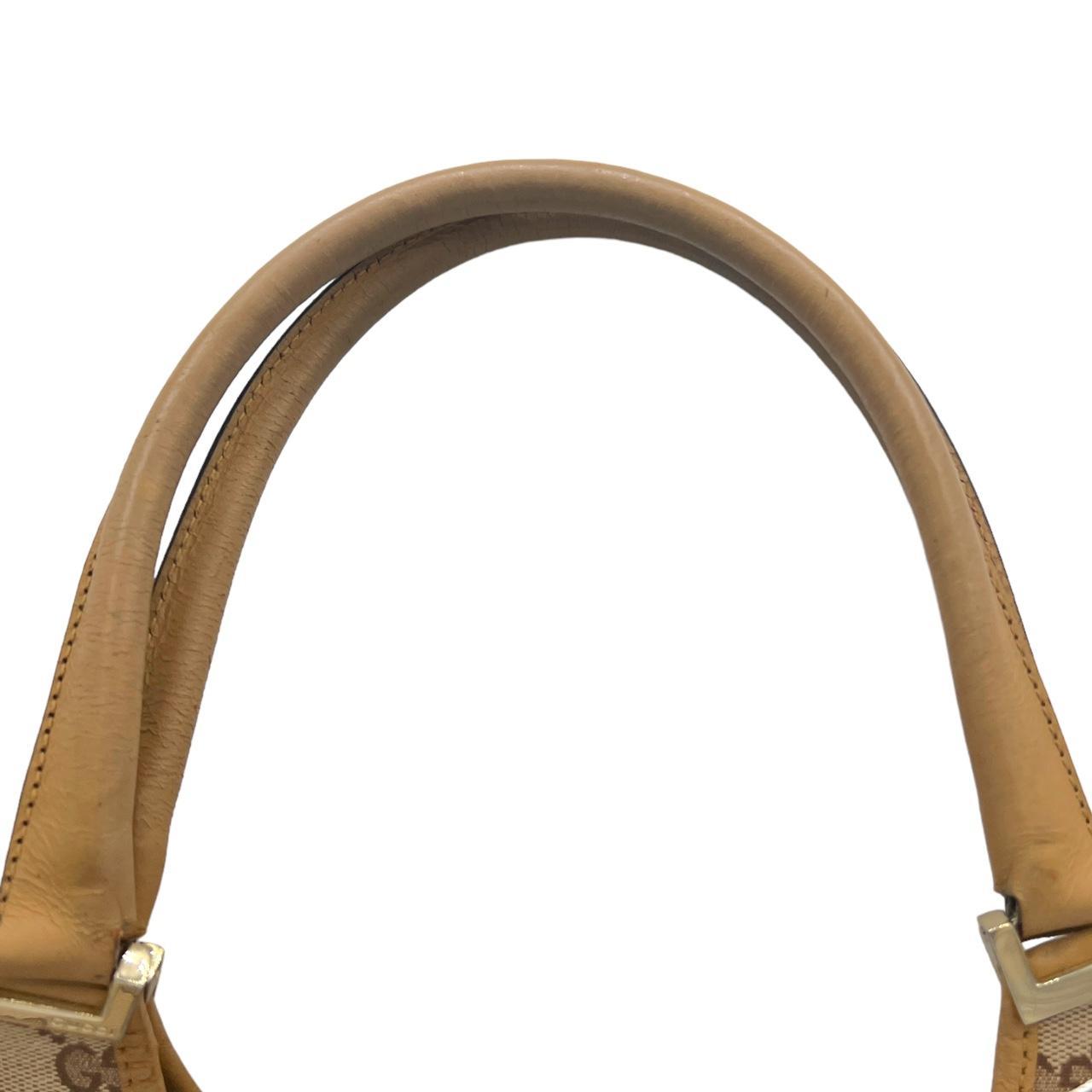 Gucci Tan Leather Monogram Canvas Shoulder Bag