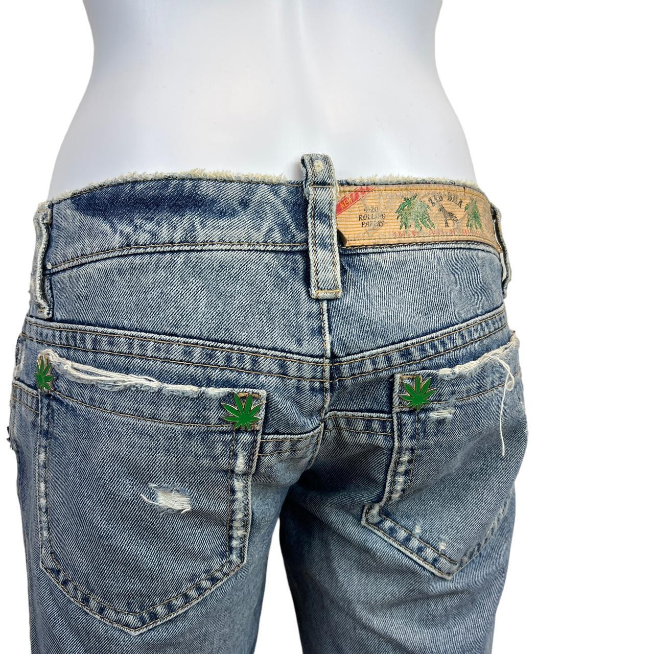 Dsquared2 S/S 2005 Weed / Marijuana Leaf Embellished Low Rise Jeans