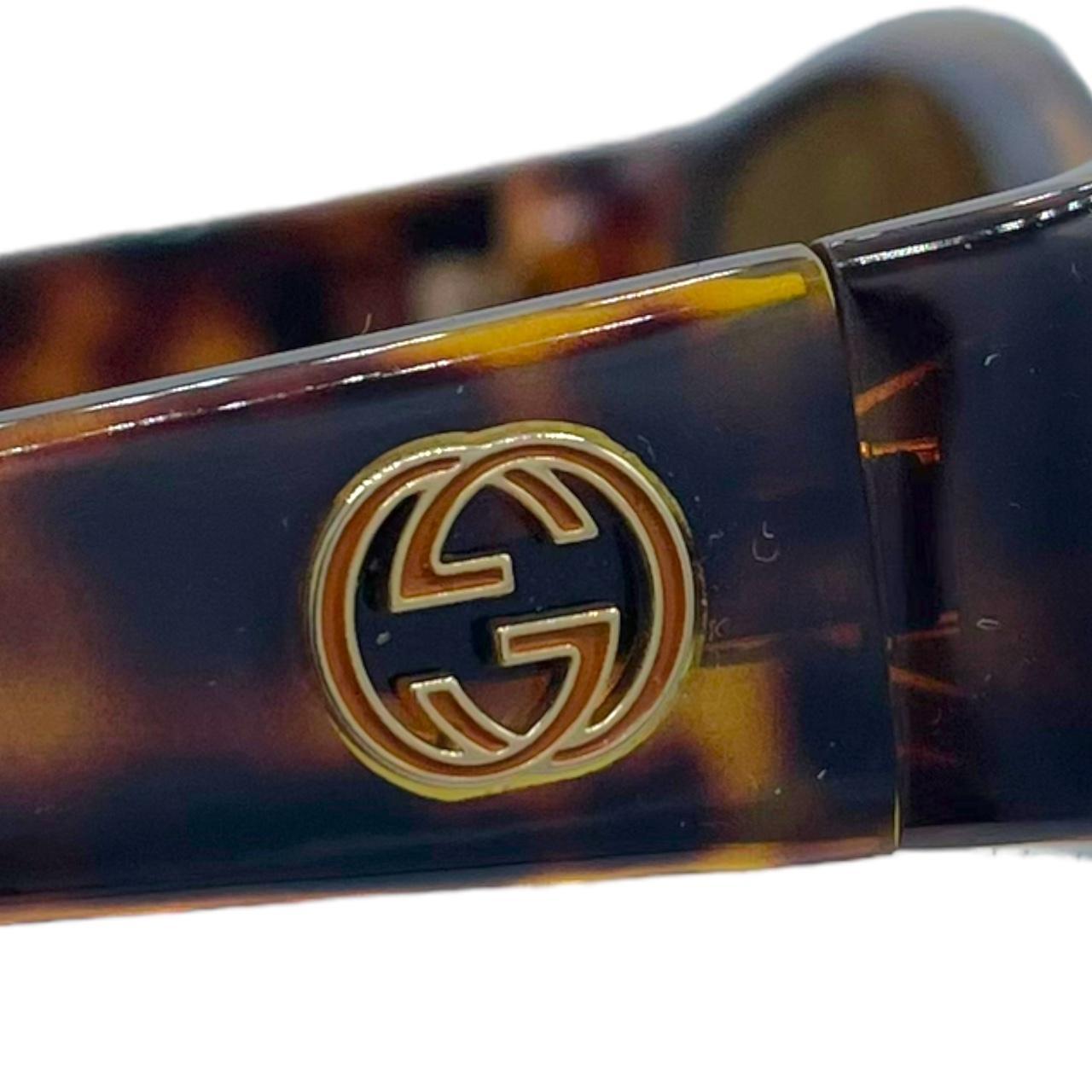 Gucci Brown Tortoise Oval Logo Sunglasses
