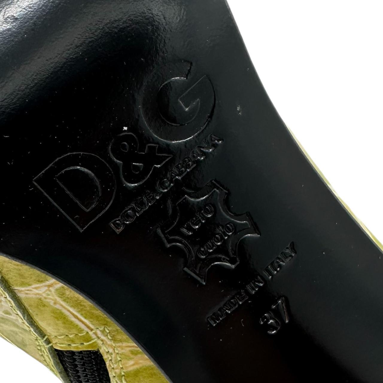 Dolce & Gabbana Green Croc Embossed Heeled Knee-High Boots