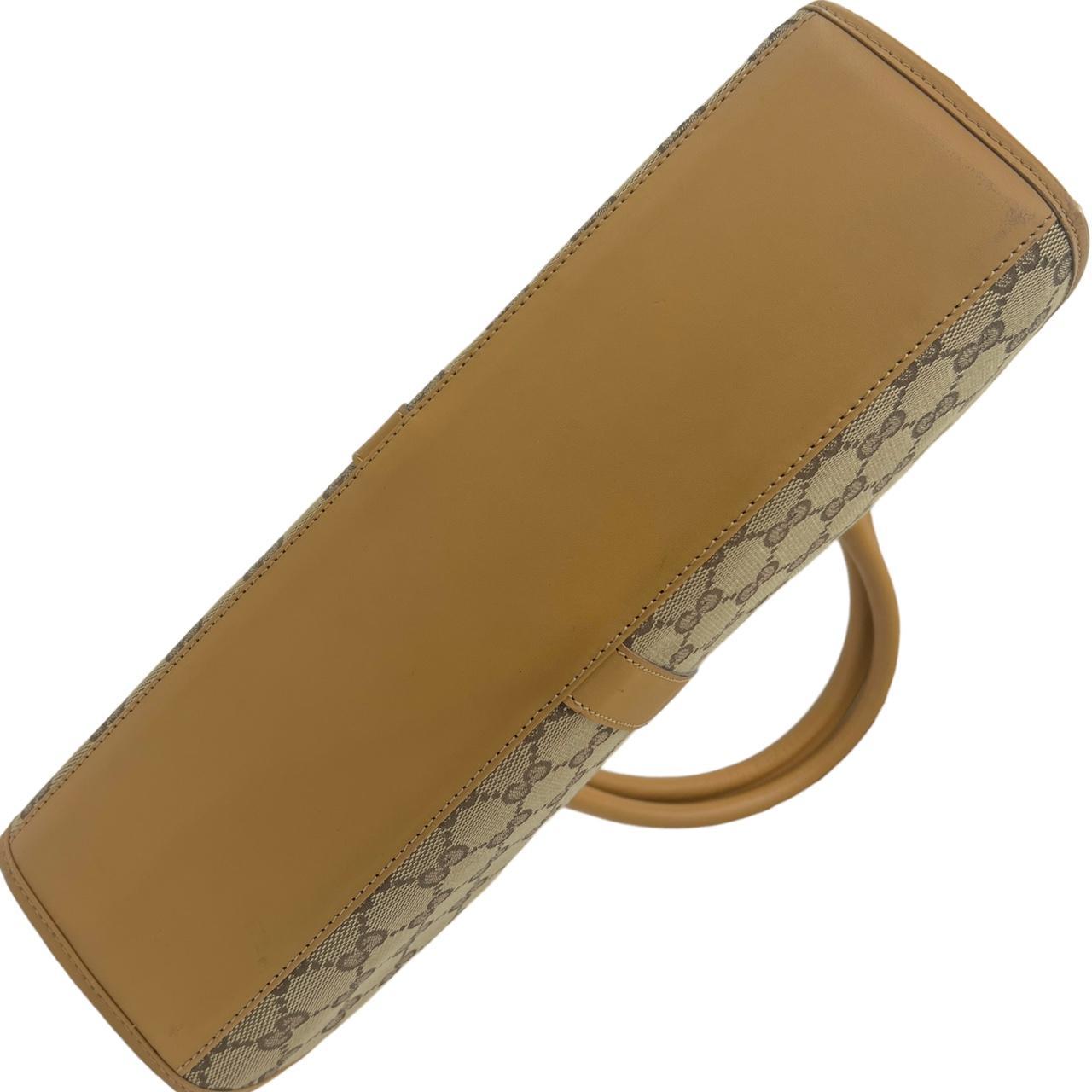 Gucci Jackie Shoulder Bag Tan Leather Monogram Canvas