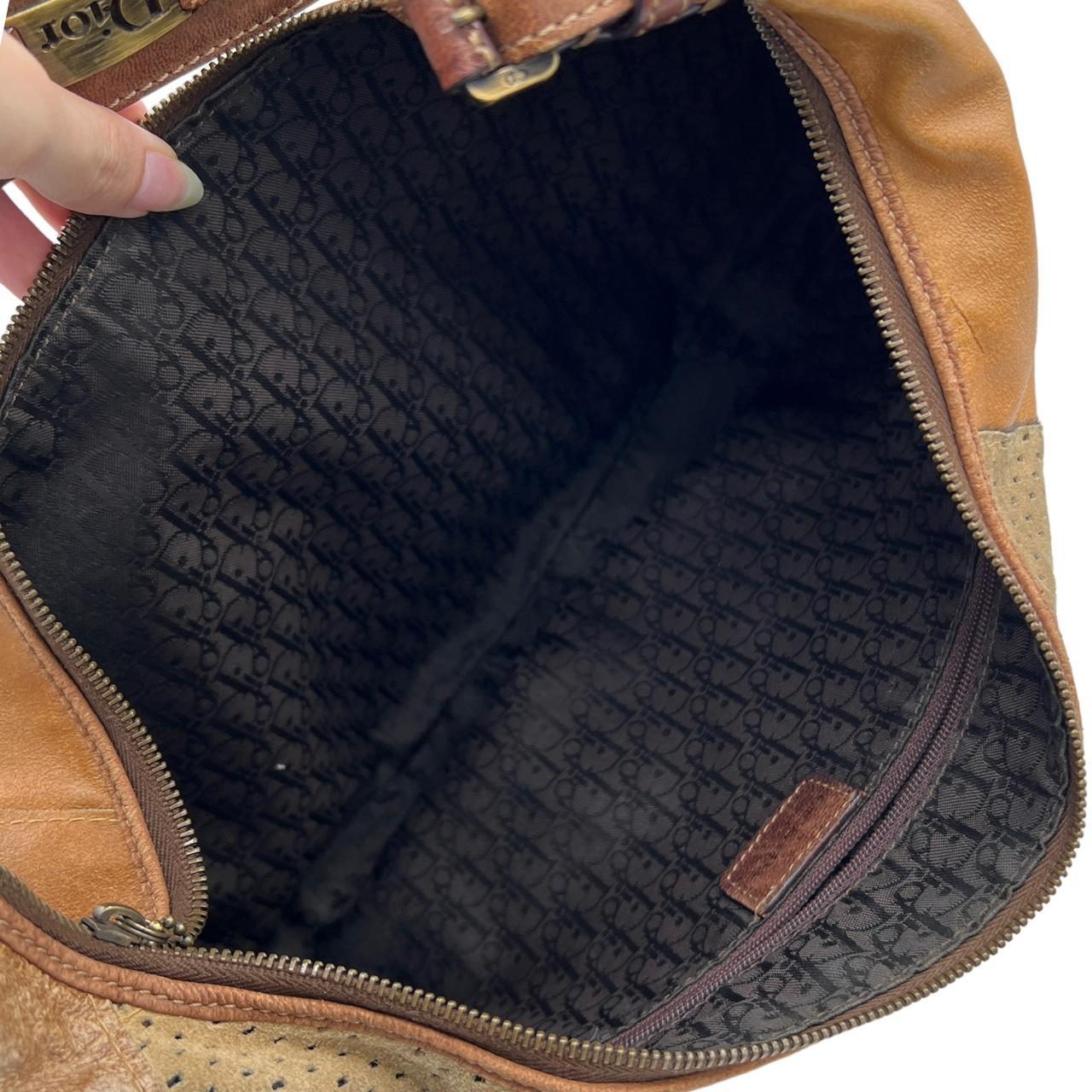 Christian Dior Brown Patchwork Leather Hobo Bag