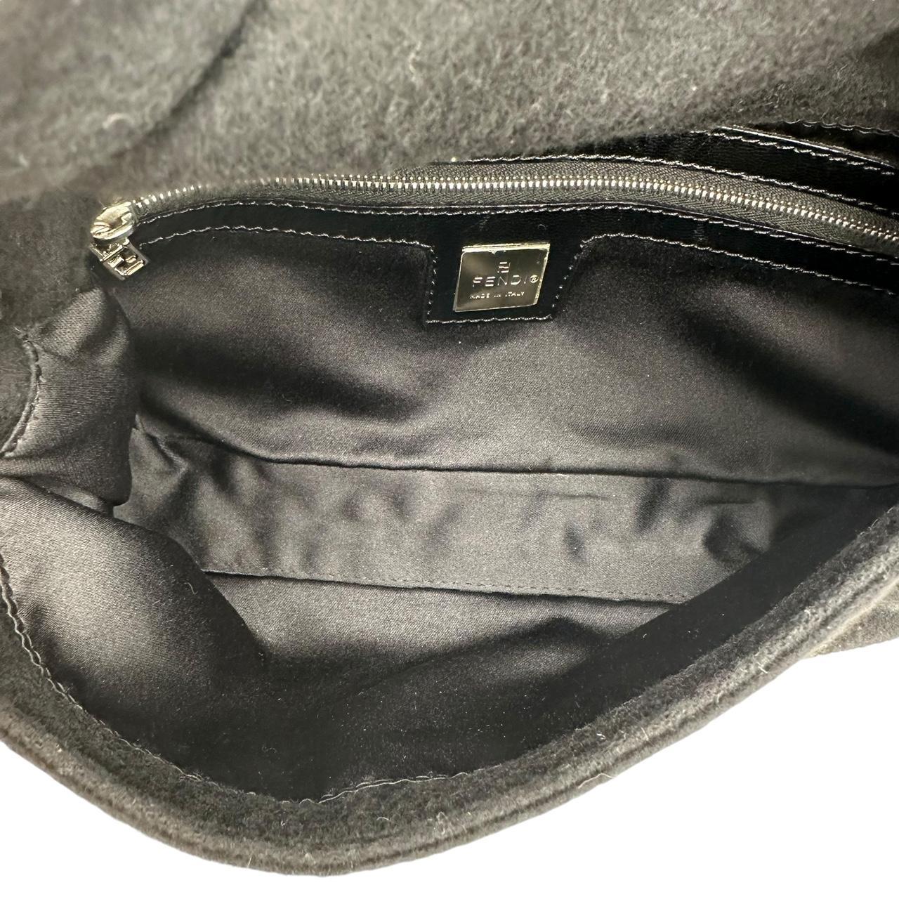 Fendi Black Wool Baguette Shoulder Bag