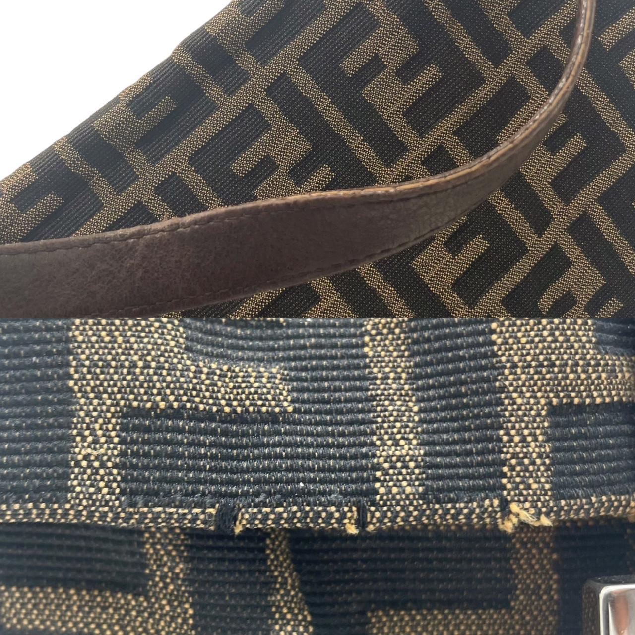 Fendi Baguette Shoulder Bag Brown Black Monogram Canvas