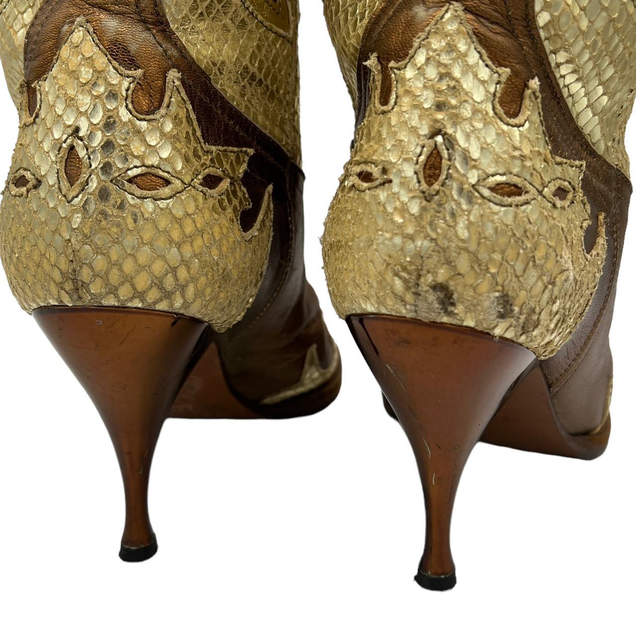 Dolce & Gabbana Metallic Snakeskin Heeled Cowboy Boots