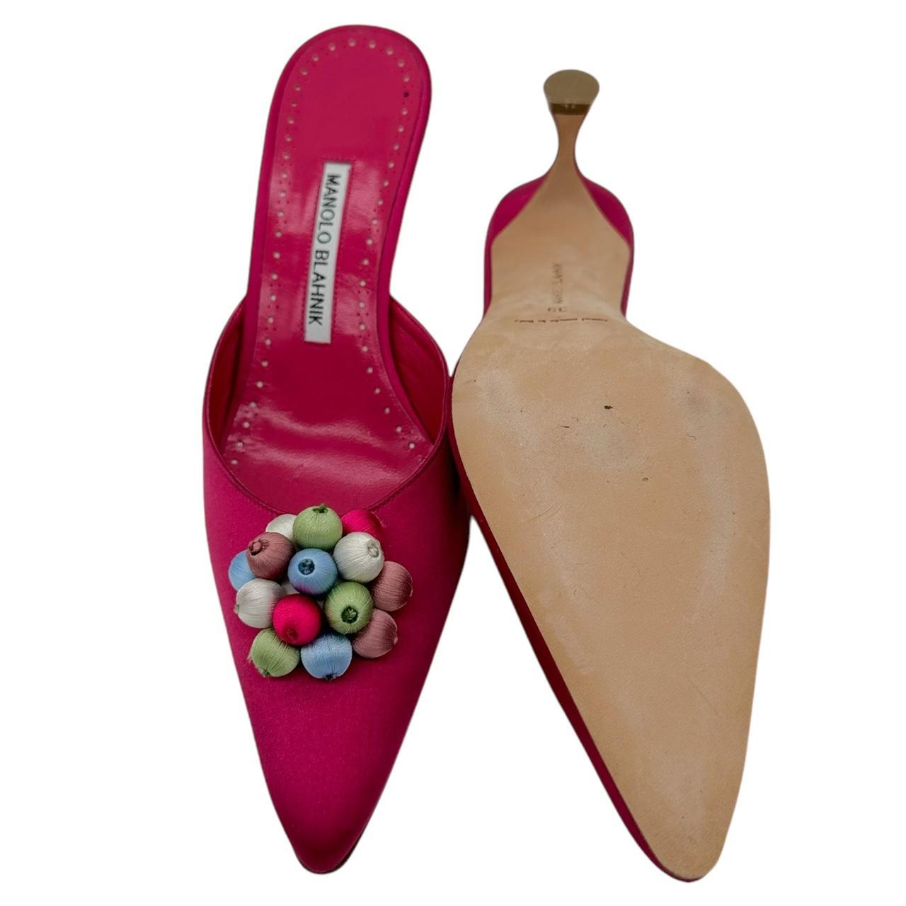 Manolo Blahnik Pink Silk Embellished Kitten Heels - Outfit Repeater