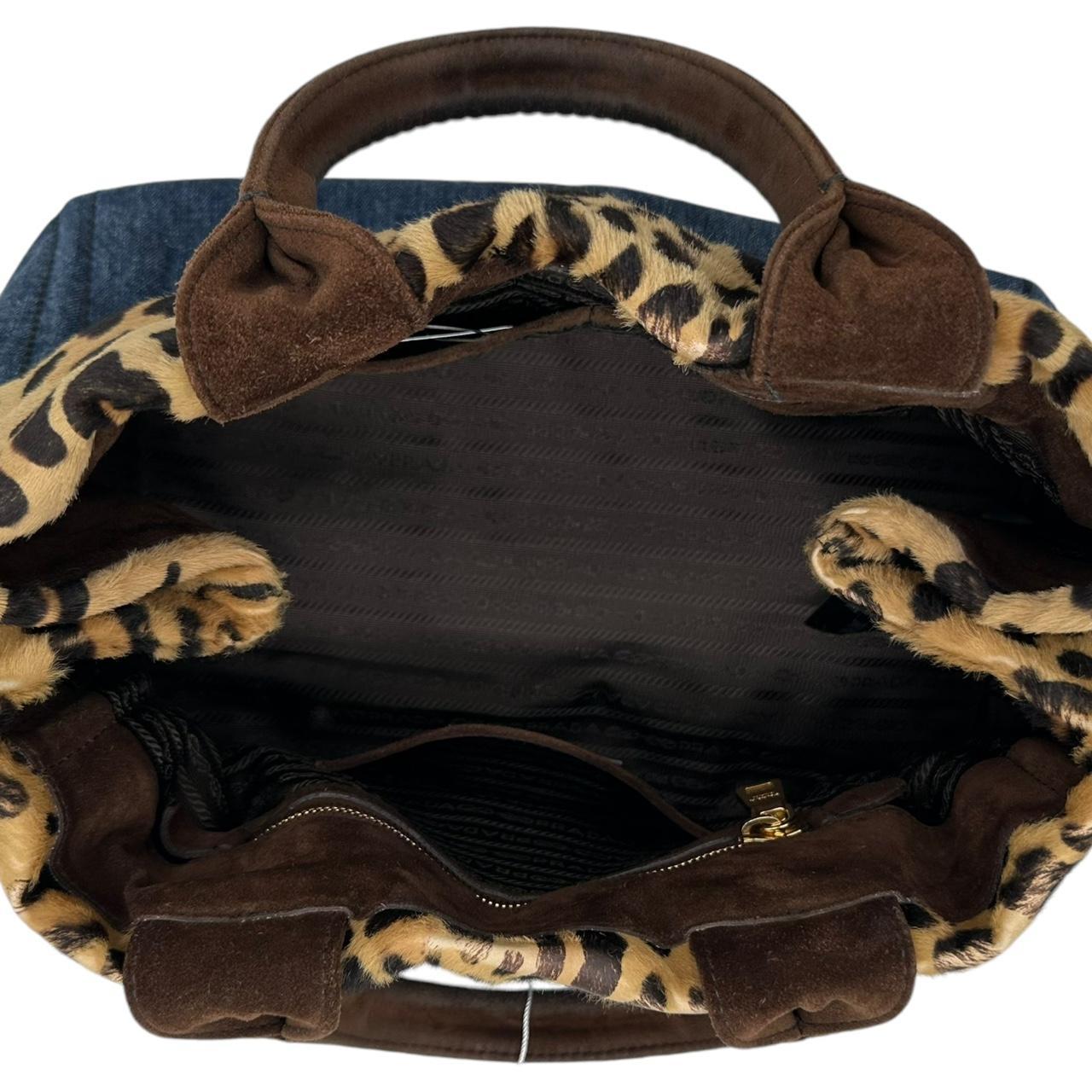 Prada Denim and Leopard Ponyhair Trim Canapa Tote Bag - Outfit Repeater
