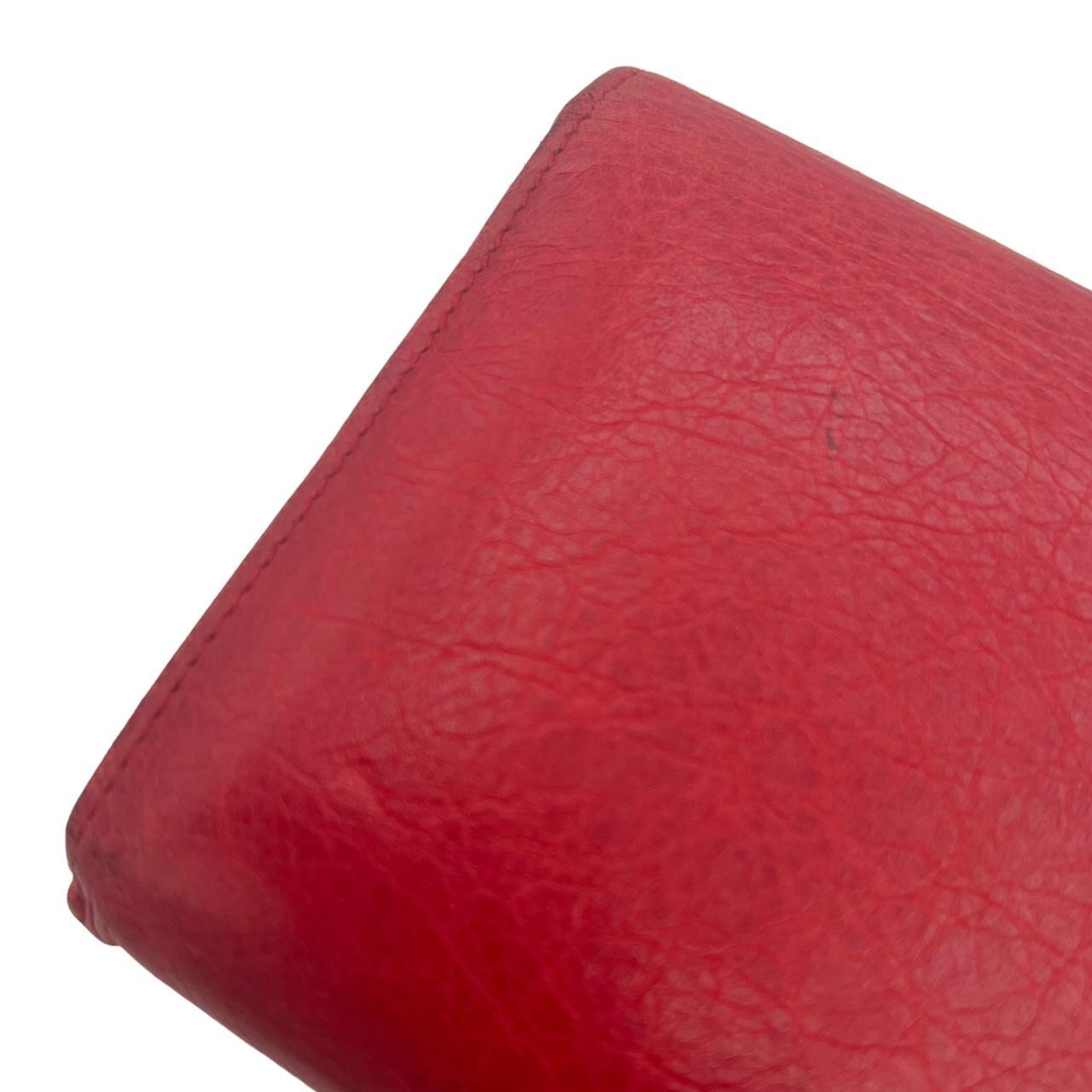 Balenciaga Red Leather City Wallet with Zip Pocket