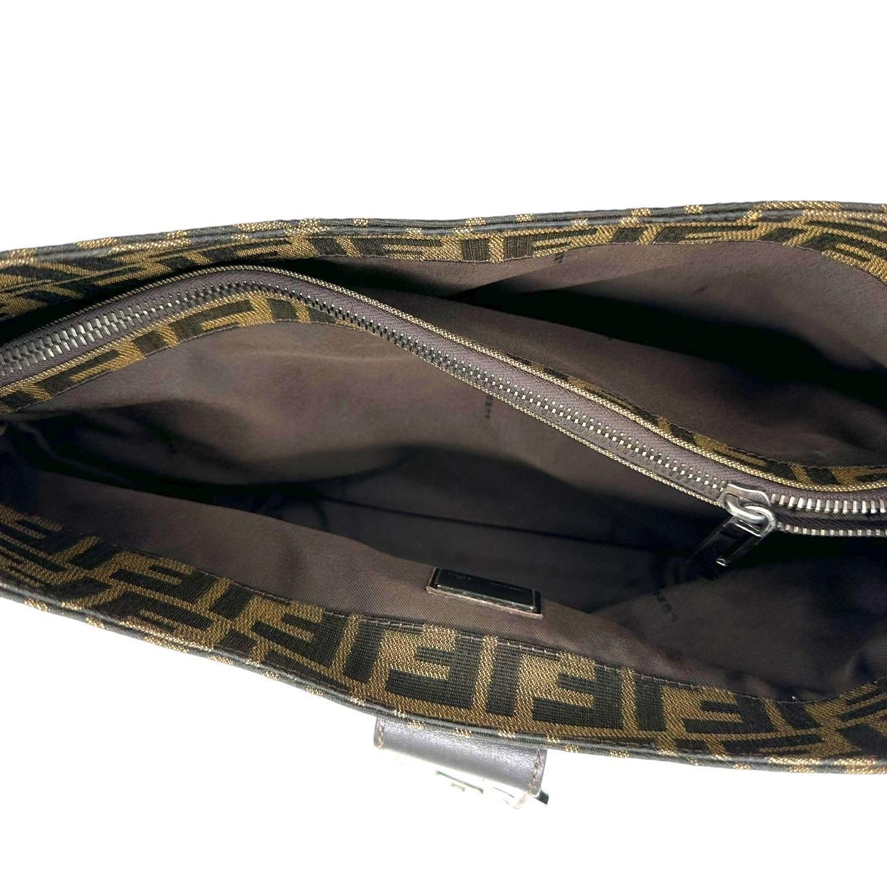 Fendi Crescent Baguette Shoulder Bag Brown Monogram