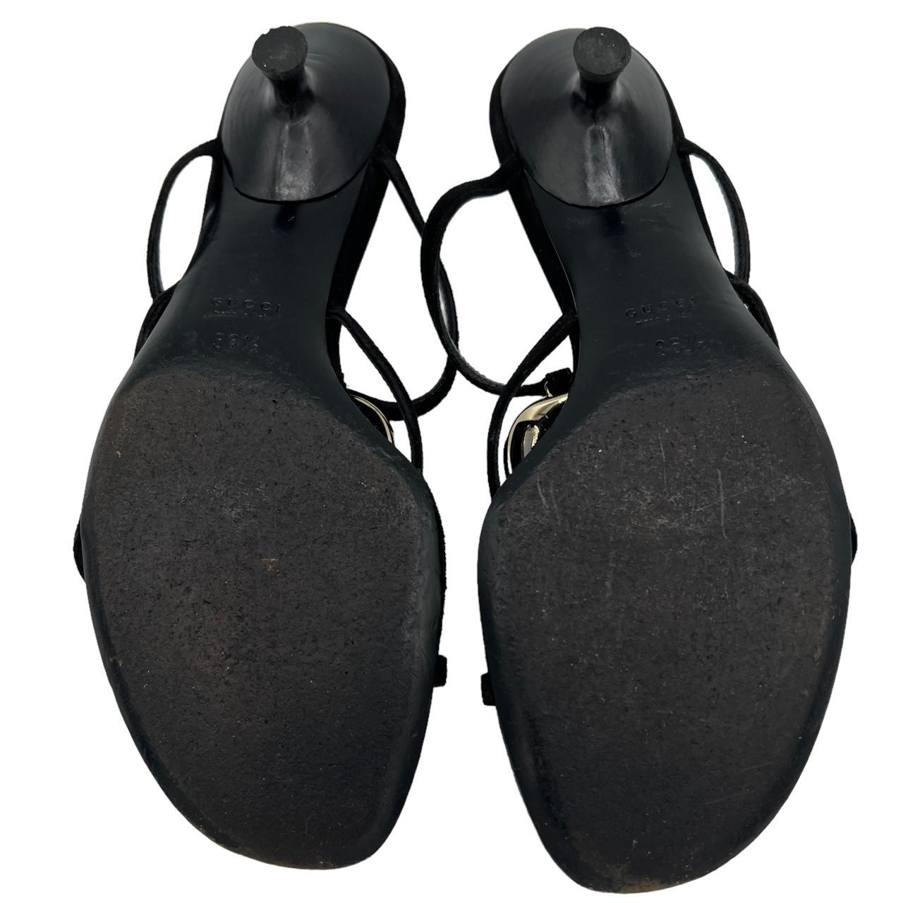 Gucci Black Suede Kitten Heel Sandals