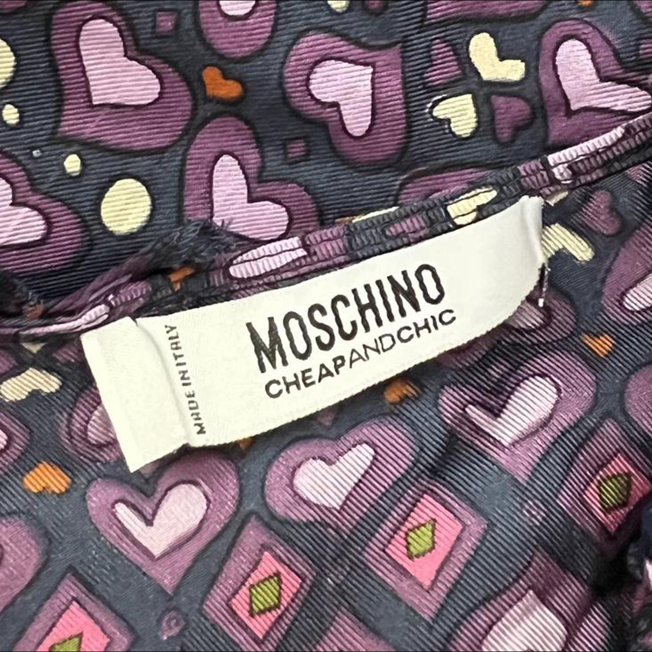 Moschino Cheap & Chic Purple Heart Printed Silk Midi Dress