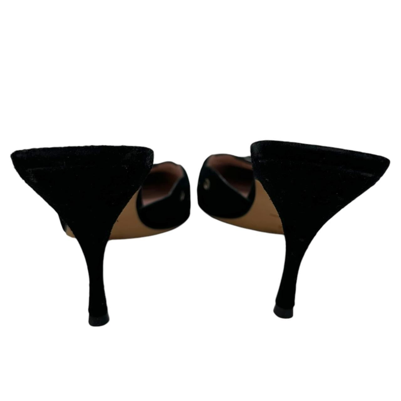 Prada Black Suede Rivet Kitten Heels