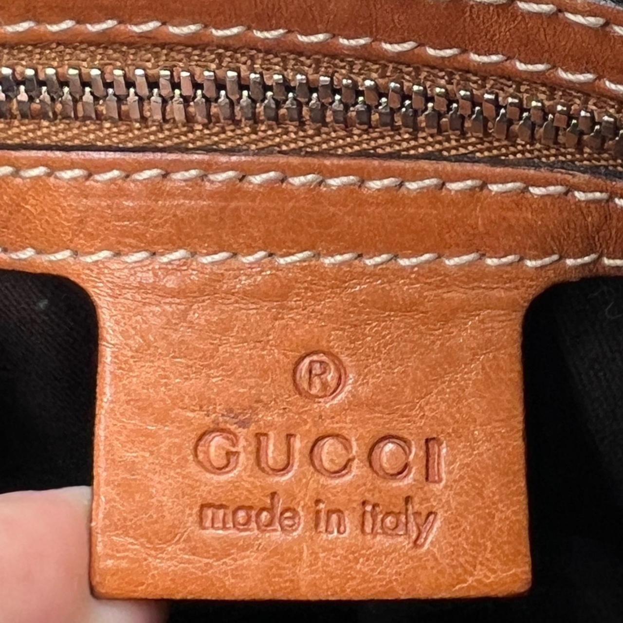 Gucci Shoulder Bag Tan Canvas Leather Logo