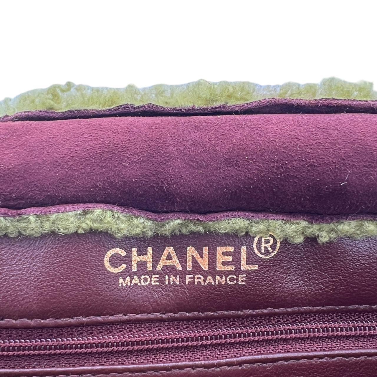 Chanel Mouton Shearling Shoulder Bag Purple Green