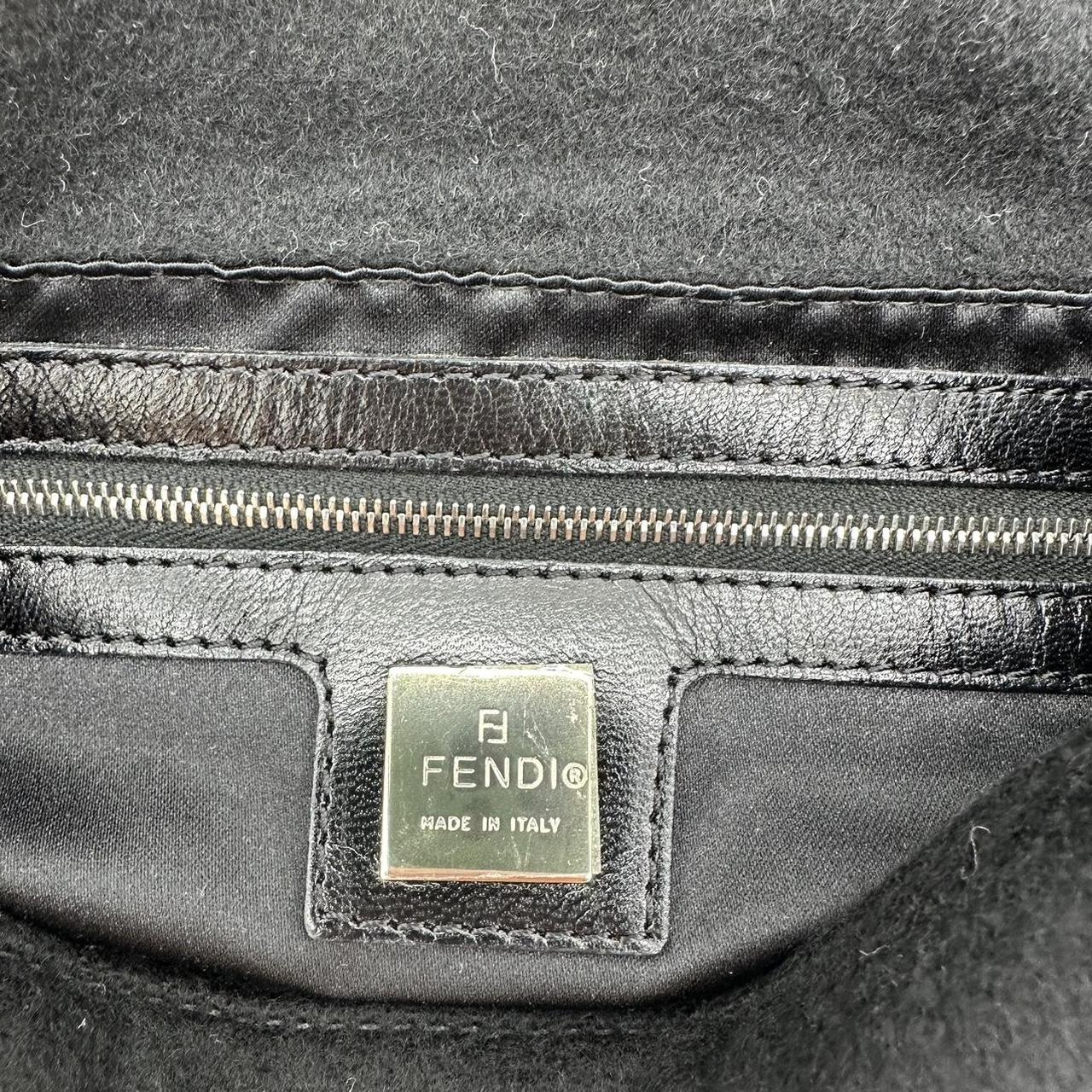 Fendi Black Wool Baguette Shoulder Bag
