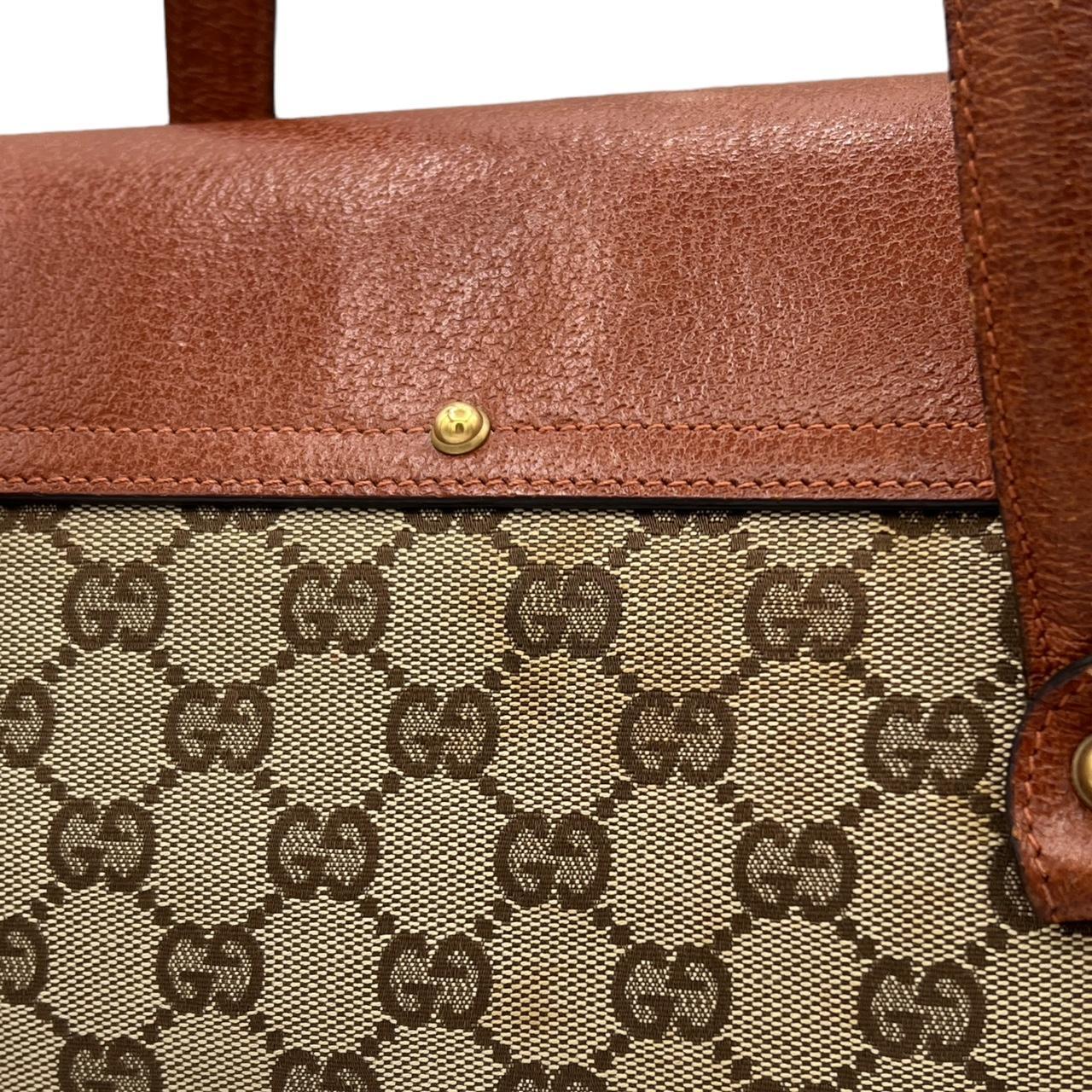 Gucci Monogram Canvas and Leather Bamboo Accent Shoulder Bag