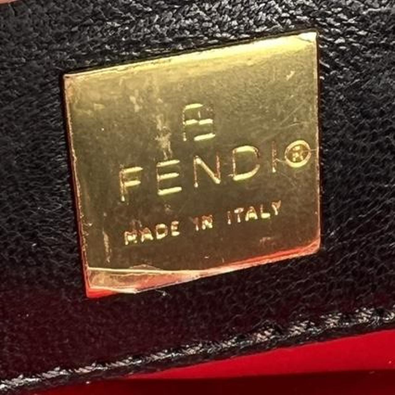 Fendi Black Suede Red Glitter Baguette Shoulder Bag