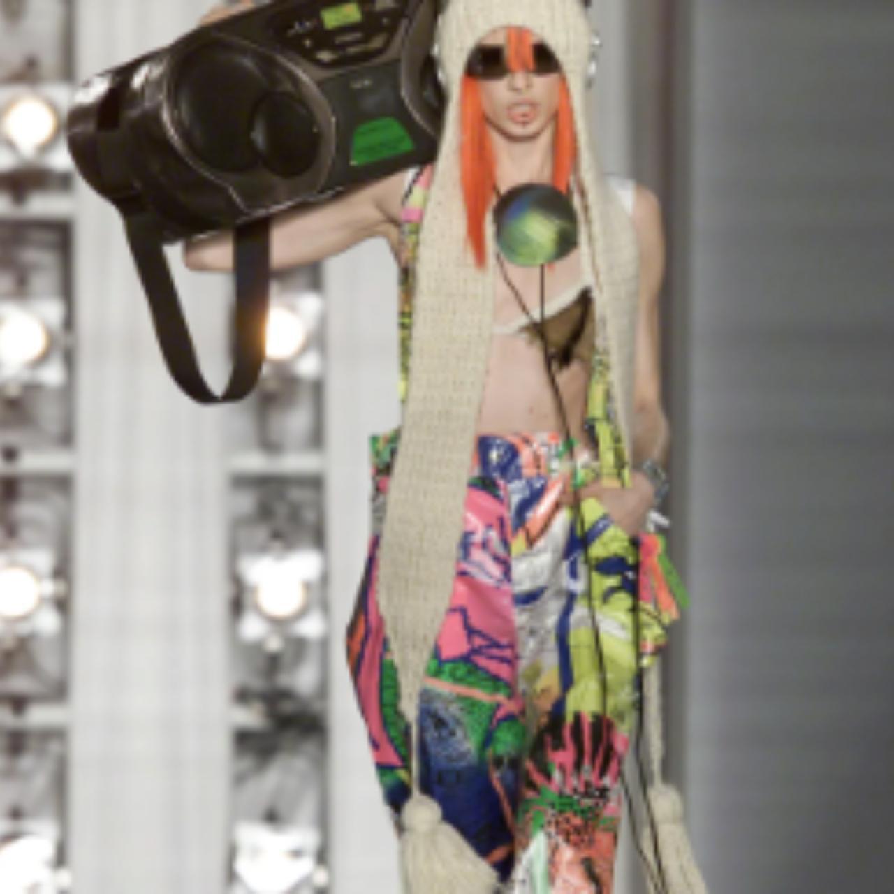 Christian Dior By John Galliano Summer 2001 Neon Techno Map T-Shirt - Outfit Repeater