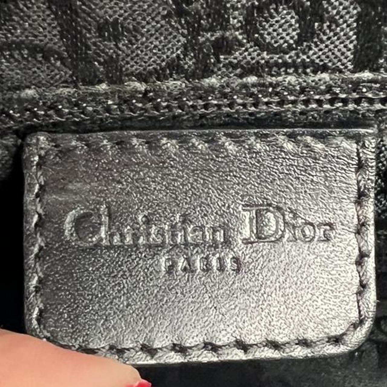 Dior Black Shoulder Bag Leather Fabric Adjustable Straps