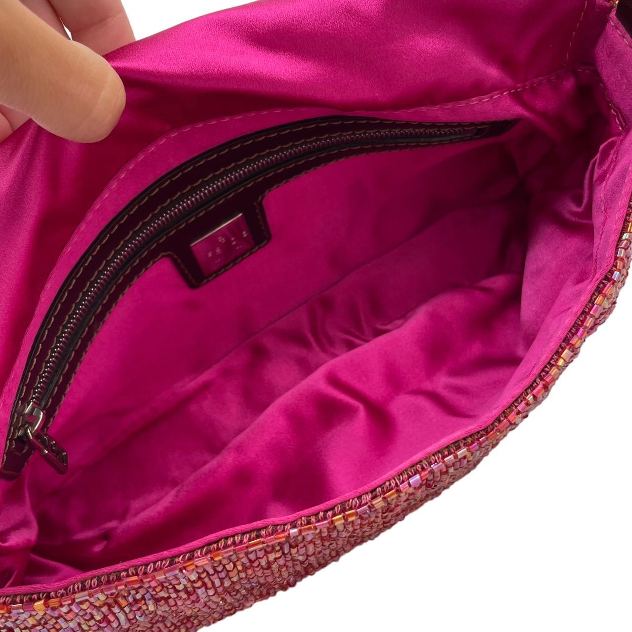Fendi Red Multicolor Beaded Baguette Shoulder Bag