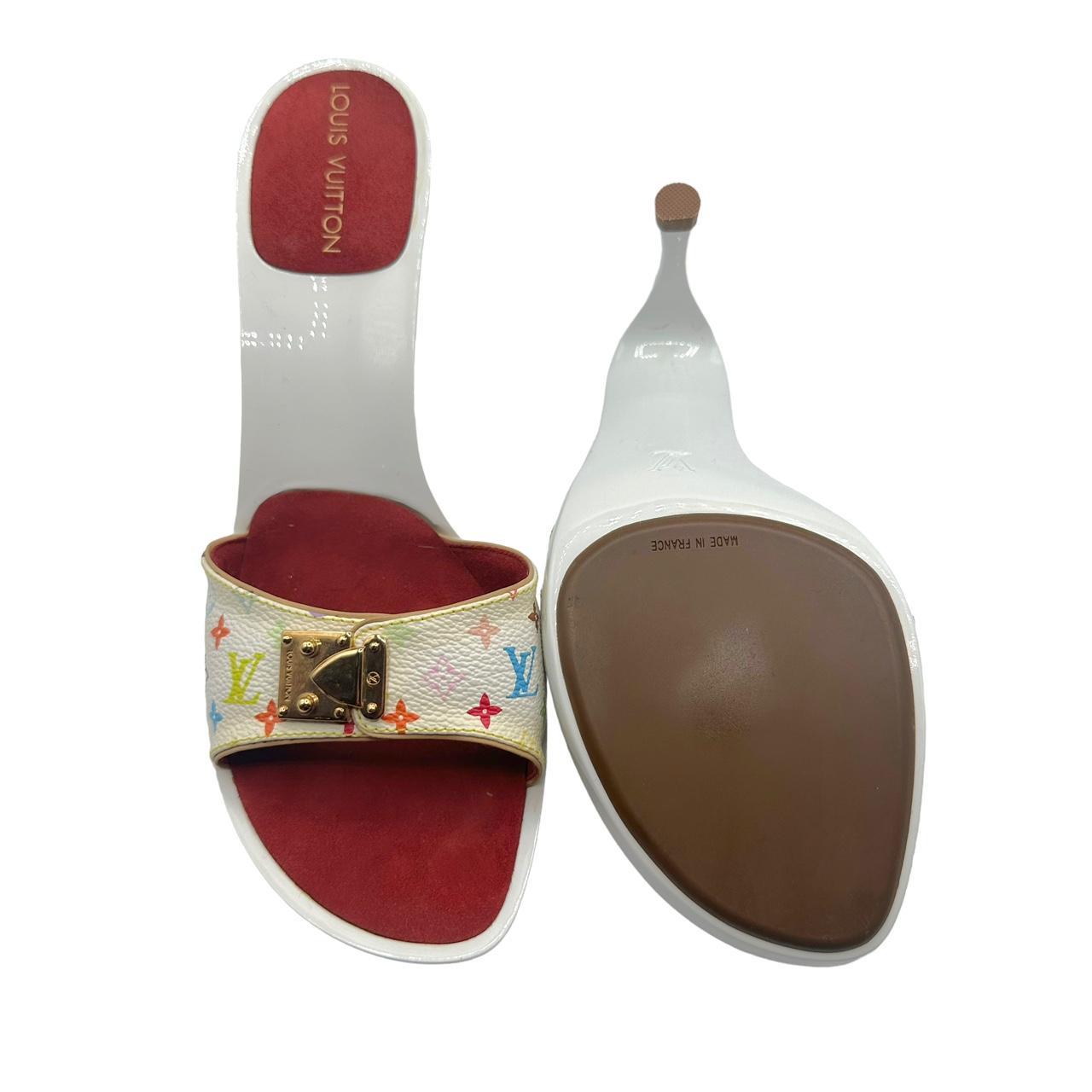 Louis Vuitton Heeled Sandals White Multicolor Monogram