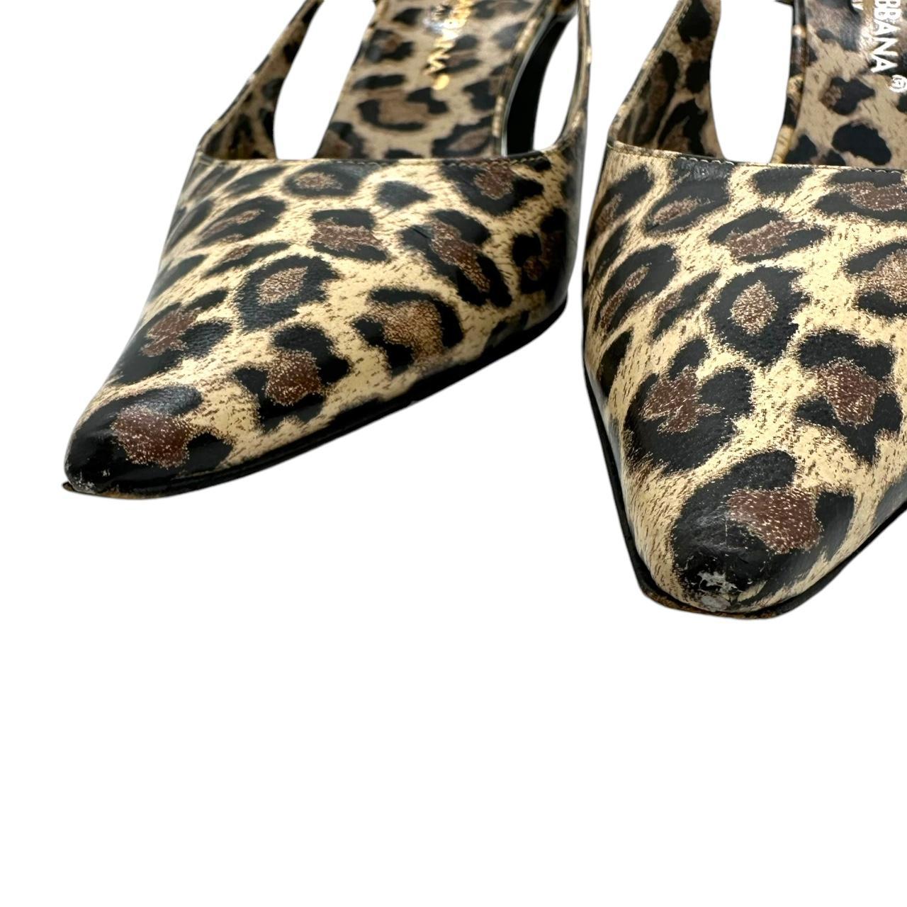 Dolce & Gabbana Leopard Print Slingback Kitten Heels
