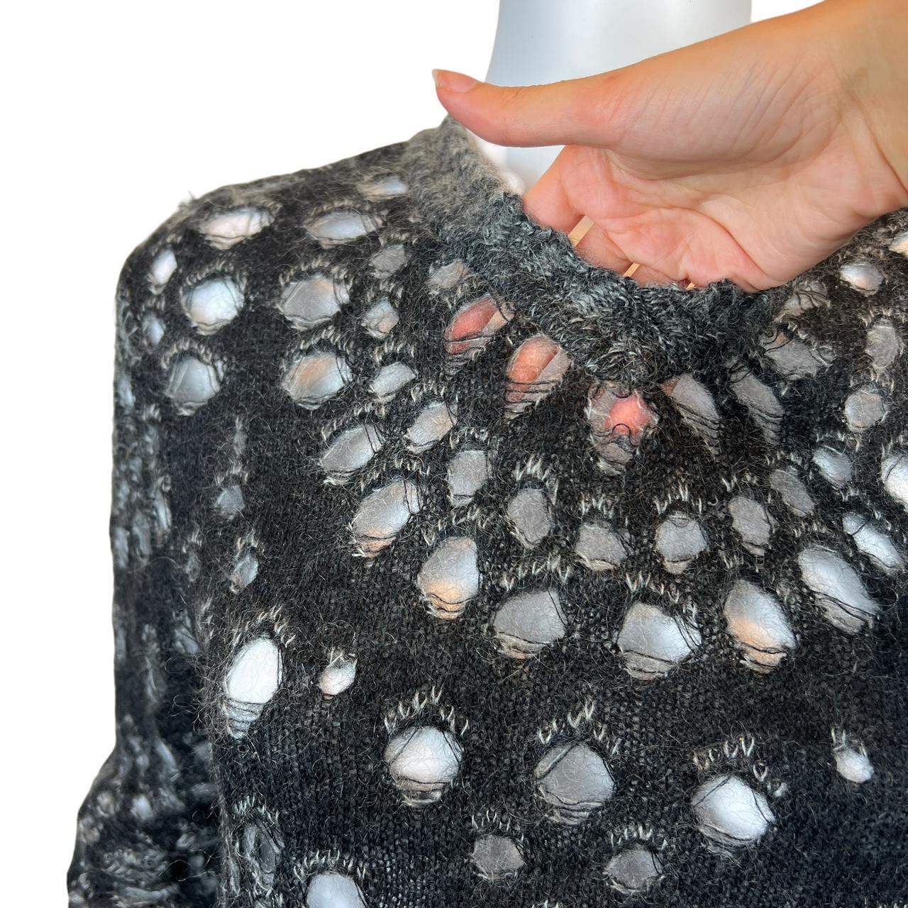 Christian Dior by John Galliano F/W 2000 Black/ Gray Open Knit Distressed Sweater and Scarf - Outfit Repeater