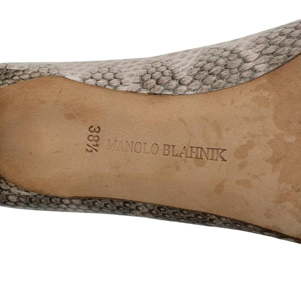 Manolo Blahnik Pink Snakeskin Pointed Toe Heels - Outfit Repeater
