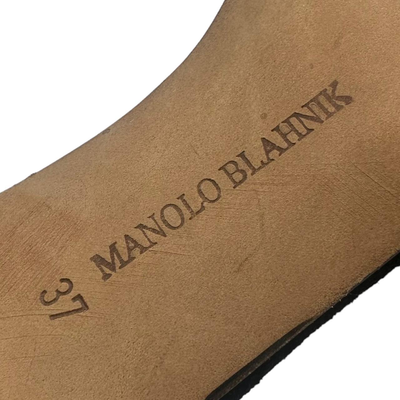 Manolo Blahnik Black Lace Trim Pointed Toe Heeled Mules