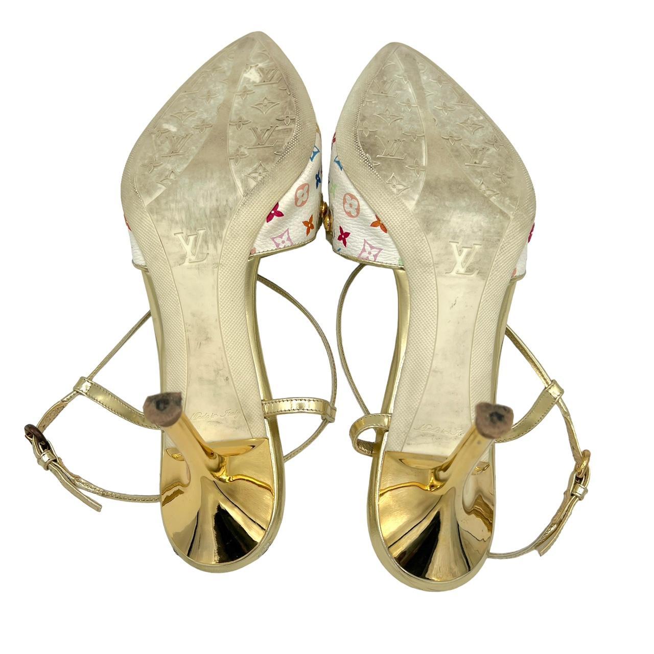Louis Vuitton Pointed Toe Heels White Murakami Monogram