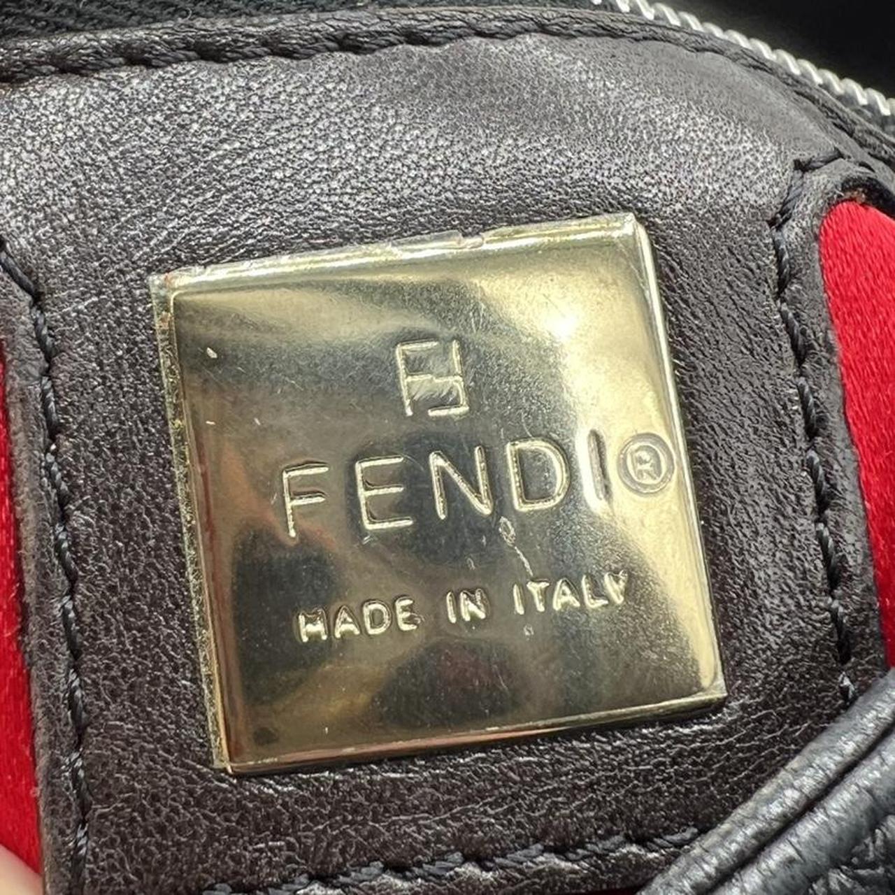 Fendi Black Leather Shoulder Bag with Stone Accent
