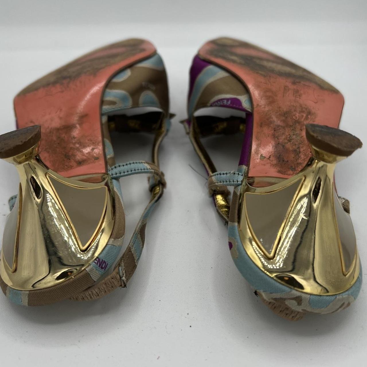 Fendi Printed Silk Pointed Toe Kitten Heels - Outfit Repeater