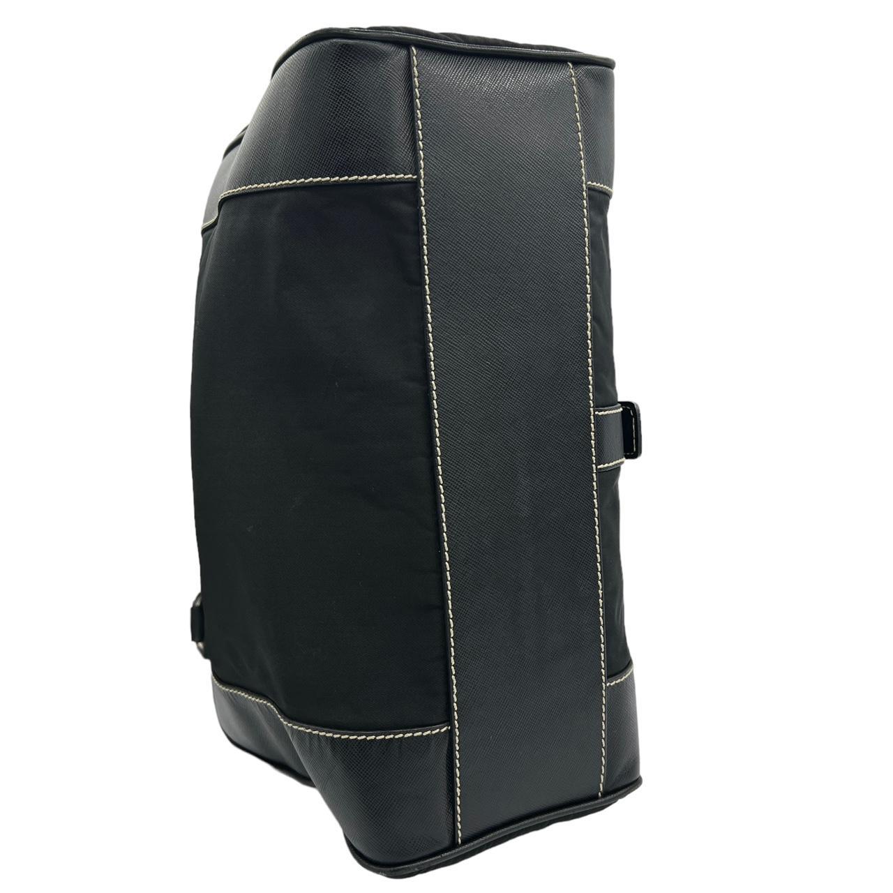 Prada Shoulder Bag Black Nylon Leather Buckle Closure