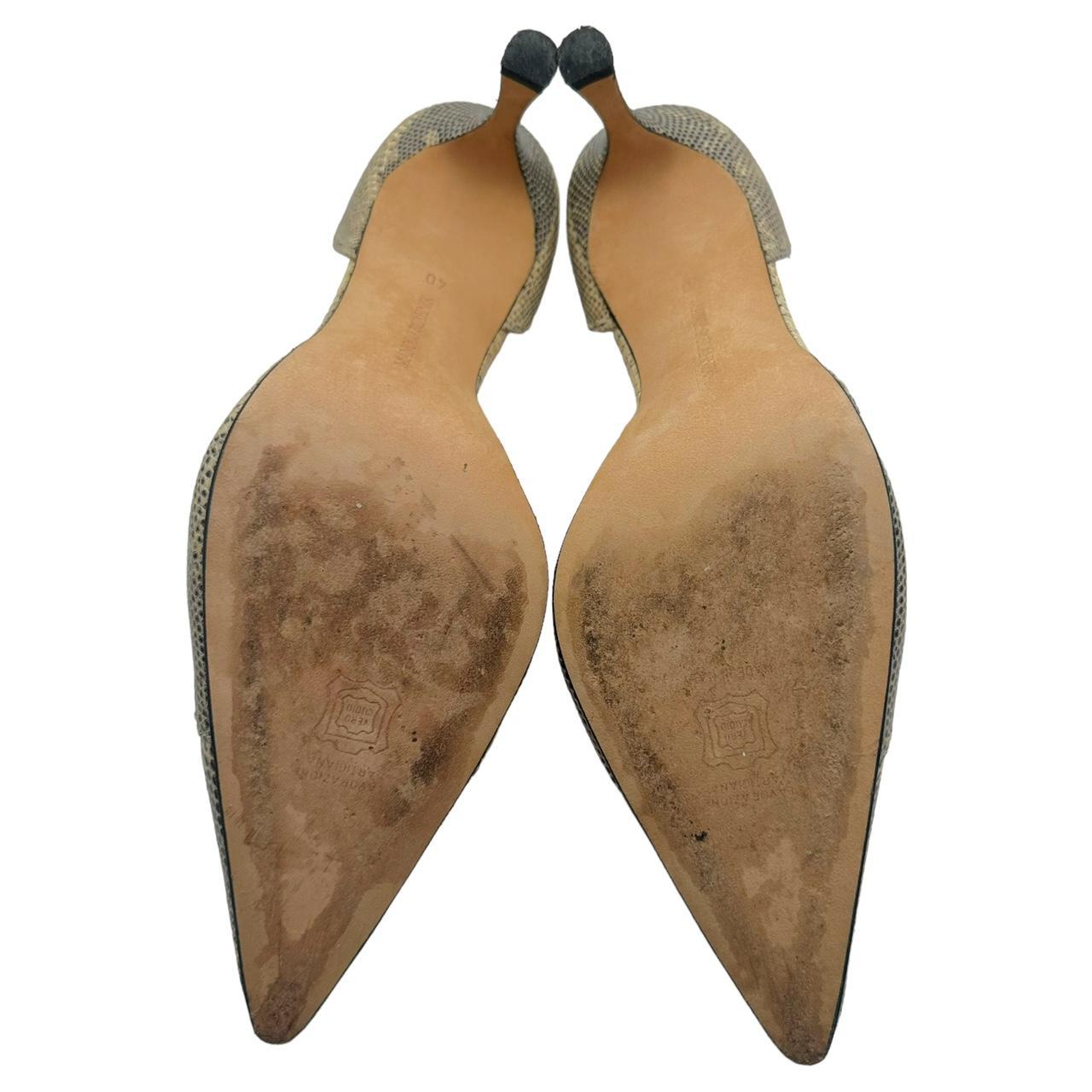 Manolo Blahnik Gray Lizard D'Orsay Pointe Toe Heels